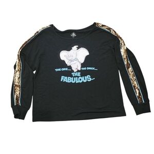 Disney Parks large Dumbo black gold sequins sweatshirt